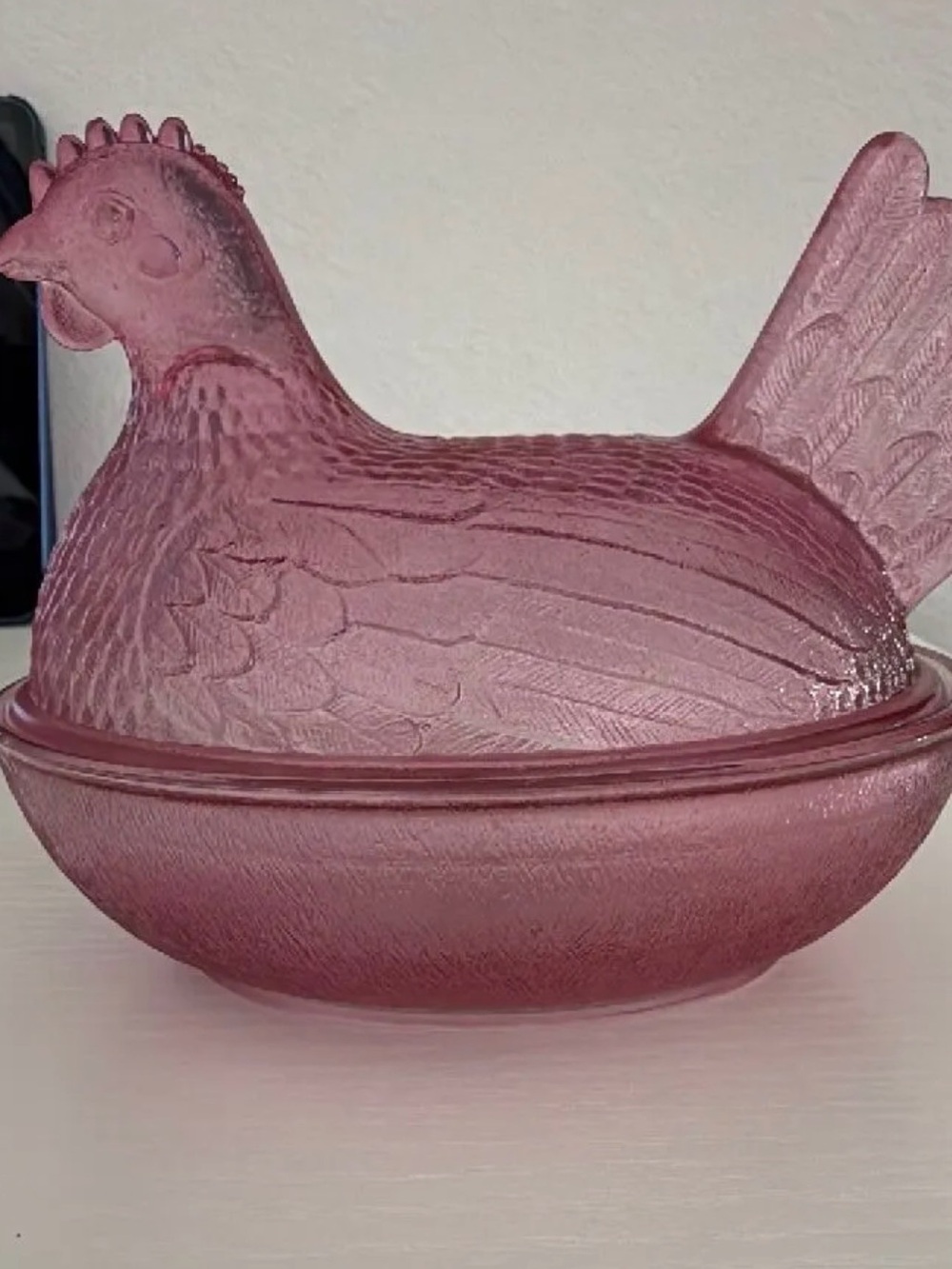 Indiana Glass hen on nest Custom Mulberry by Rustic Swag Creations